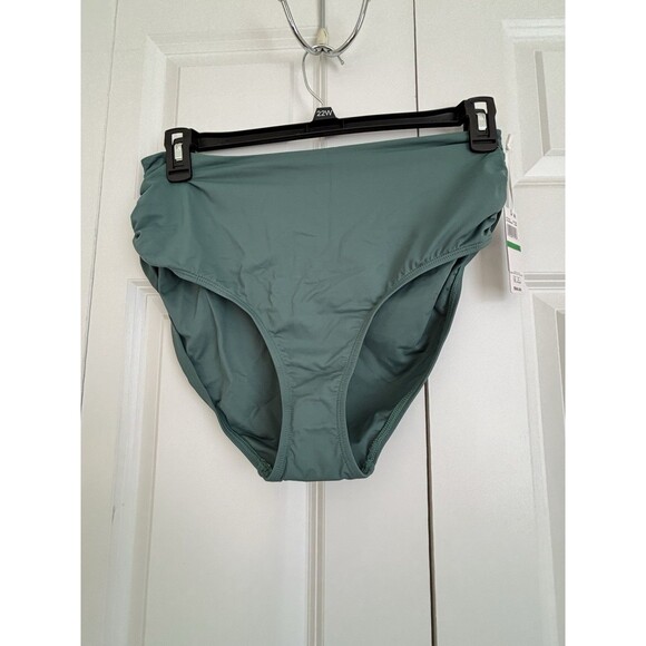 Anne Cole Bikini Botton Women's Side Shirred High Waist Green Size L Convertible - Picture 2 of 4